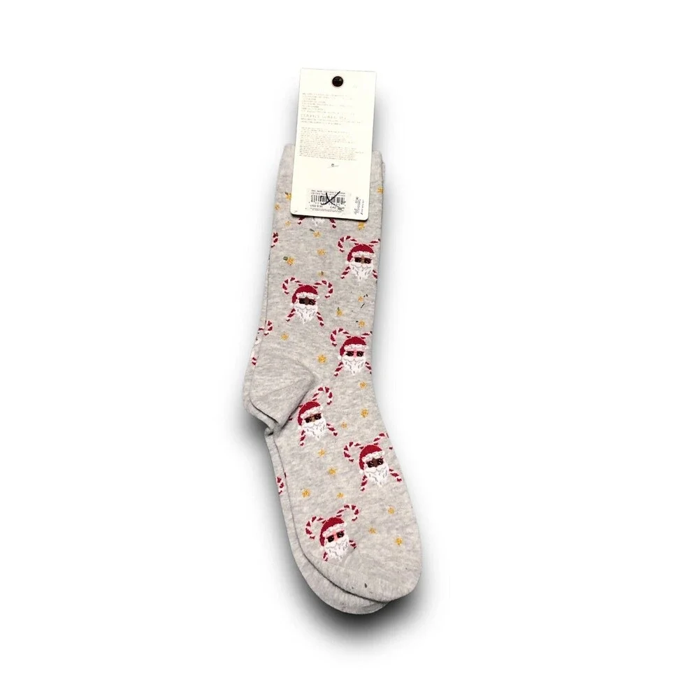American Eagle Women's Candy Cane Santa Crew Socks